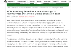 MCM Academy launches a new campaign to revolutionize Distance Online Education 2023 ANI