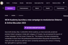 MCM Academy launches a new campaign to revolutionize Distance Online Education 2023 - Zee5
