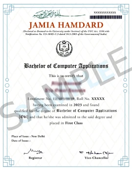 Jamia Hamdard Online sample certificate